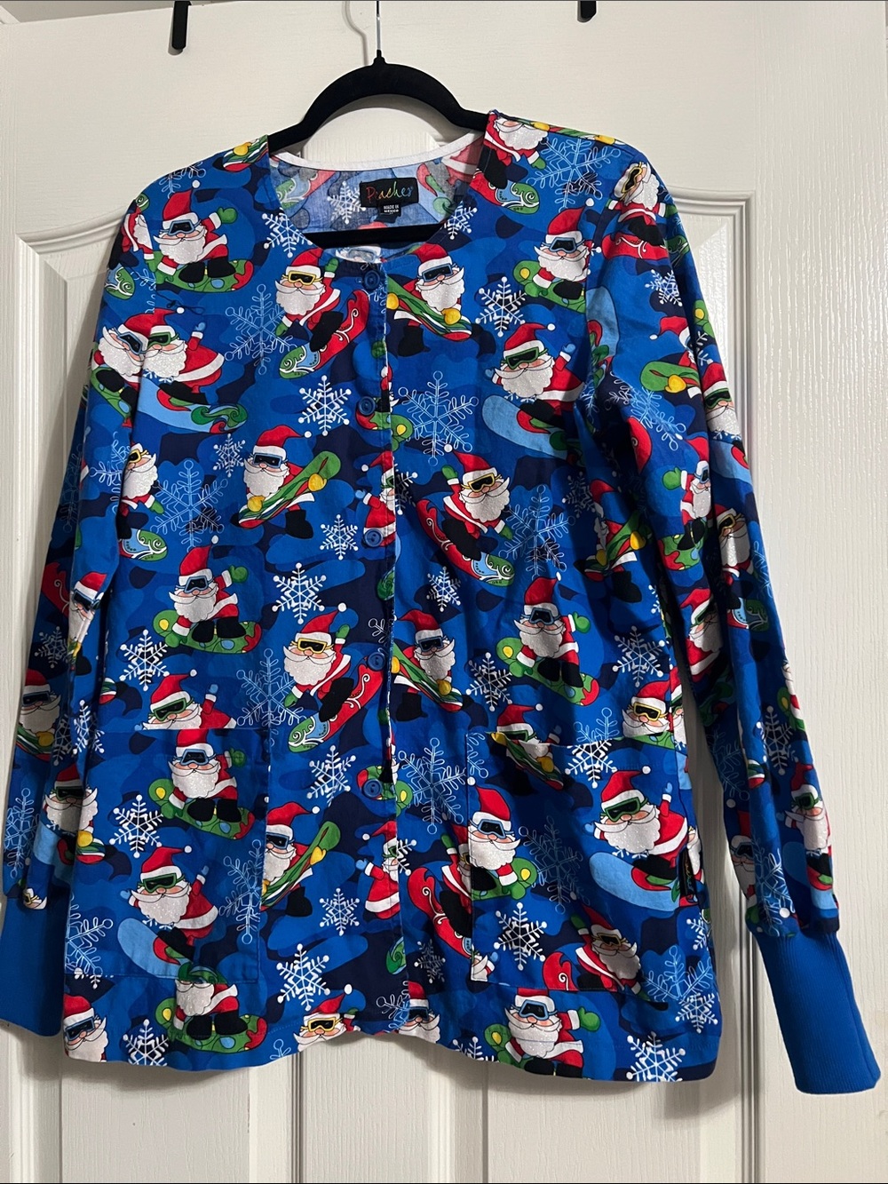 Peaches Uniforms Blue Santa Women’s Scrub Jacket